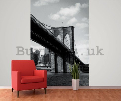 Wall Mural: Black and White Brooklyn Bridge (4) - 158x232 cm